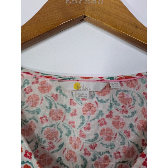 Boden V Neck 100% Linen Floral Dress US 6 UK 10 Beach Cottage - Picture 2 of 6